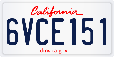CA license plate 6VCE151