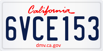 CA license plate 6VCE153