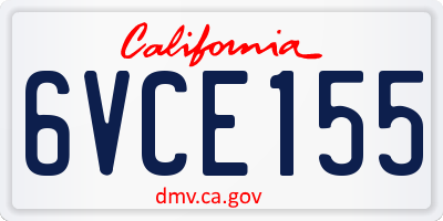 CA license plate 6VCE155