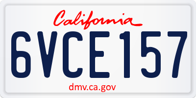 CA license plate 6VCE157