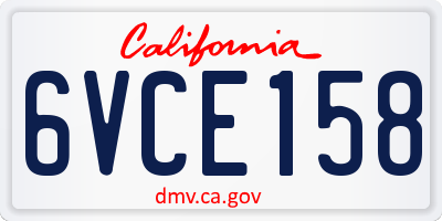 CA license plate 6VCE158