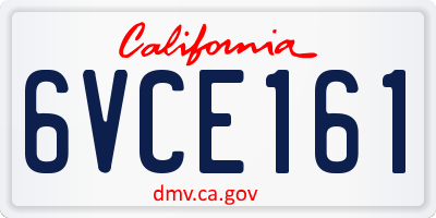 CA license plate 6VCE161