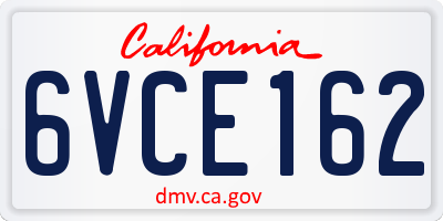 CA license plate 6VCE162