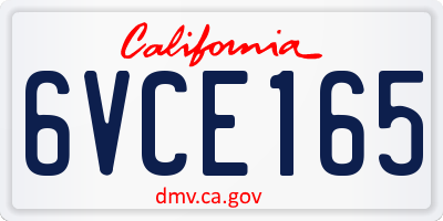 CA license plate 6VCE165