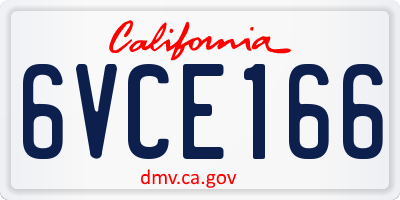 CA license plate 6VCE166
