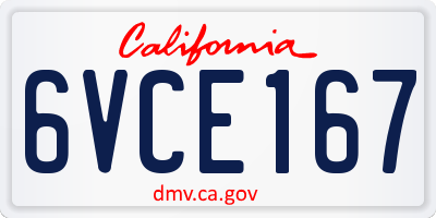 CA license plate 6VCE167