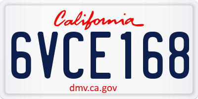 CA license plate 6VCE168