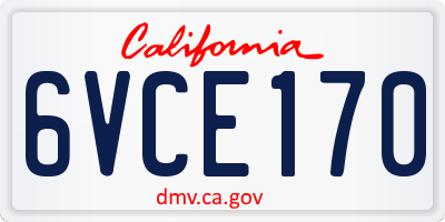 CA license plate 6VCE170