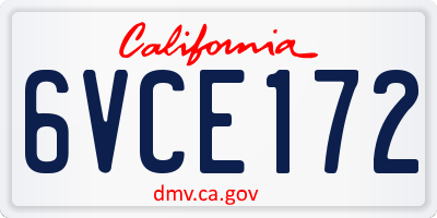 CA license plate 6VCE172