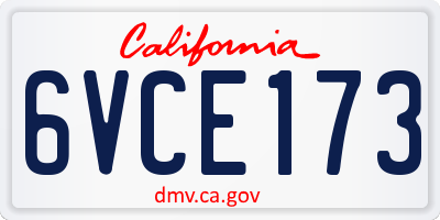 CA license plate 6VCE173