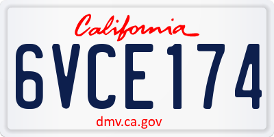 CA license plate 6VCE174