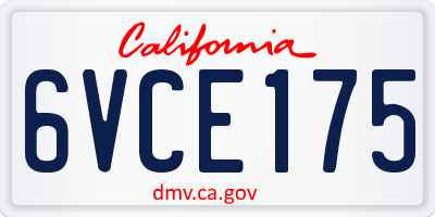 CA license plate 6VCE175