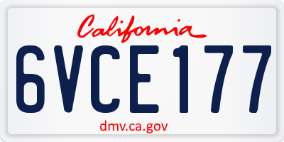 CA license plate 6VCE177