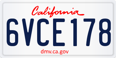 CA license plate 6VCE178