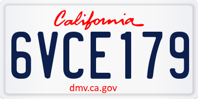 CA license plate 6VCE179