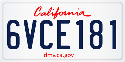 CA license plate 6VCE181