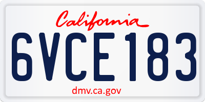 CA license plate 6VCE183
