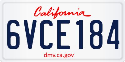 CA license plate 6VCE184