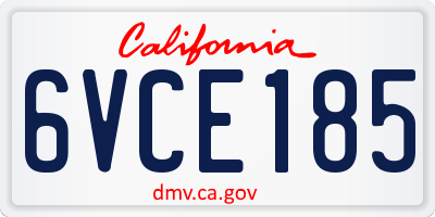 CA license plate 6VCE185