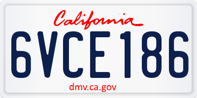 CA license plate 6VCE186