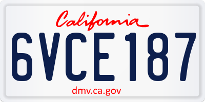 CA license plate 6VCE187