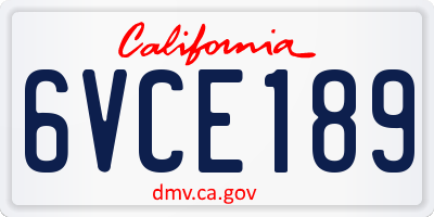 CA license plate 6VCE189