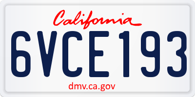 CA license plate 6VCE193