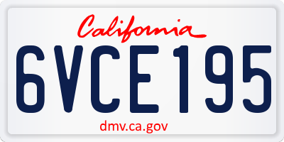 CA license plate 6VCE195