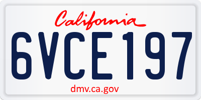 CA license plate 6VCE197