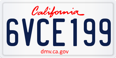 CA license plate 6VCE199
