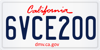 CA license plate 6VCE200
