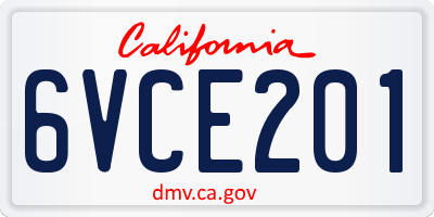 CA license plate 6VCE201
