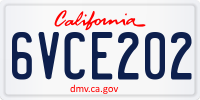 CA license plate 6VCE202