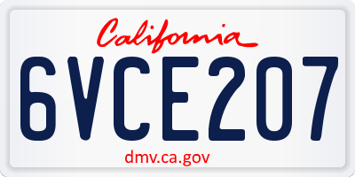 CA license plate 6VCE207