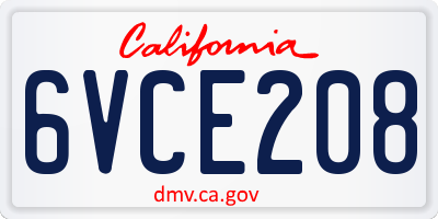 CA license plate 6VCE208