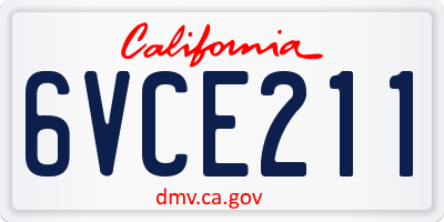 CA license plate 6VCE211