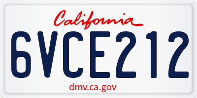 CA license plate 6VCE212