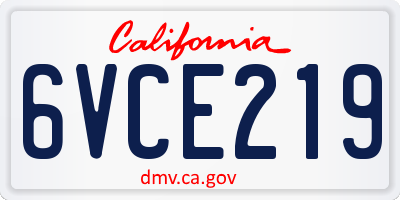 CA license plate 6VCE219