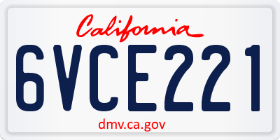 CA license plate 6VCE221