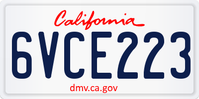 CA license plate 6VCE223