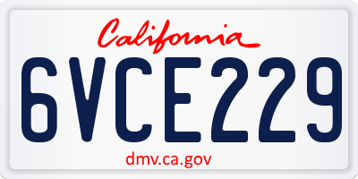 CA license plate 6VCE229