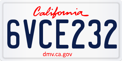 CA license plate 6VCE232