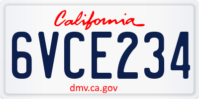 CA license plate 6VCE234