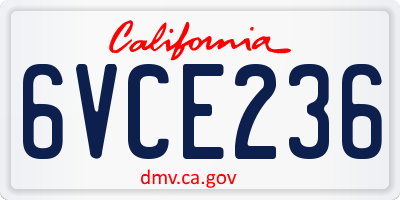 CA license plate 6VCE236