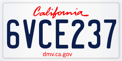 CA license plate 6VCE237