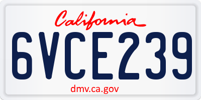 CA license plate 6VCE239