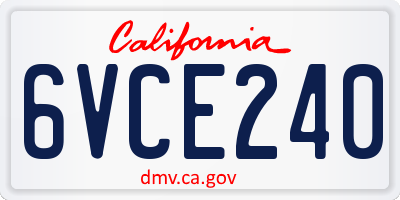 CA license plate 6VCE240