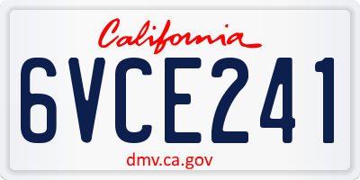 CA license plate 6VCE241