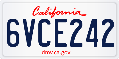 CA license plate 6VCE242