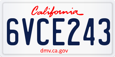 CA license plate 6VCE243